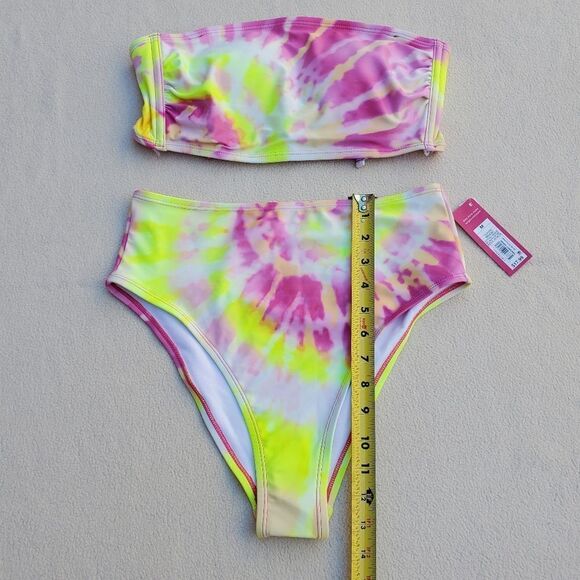 Xhilaration tube top and high waist cheeky bottoms tie dye bikini - Picture 2 of 10
